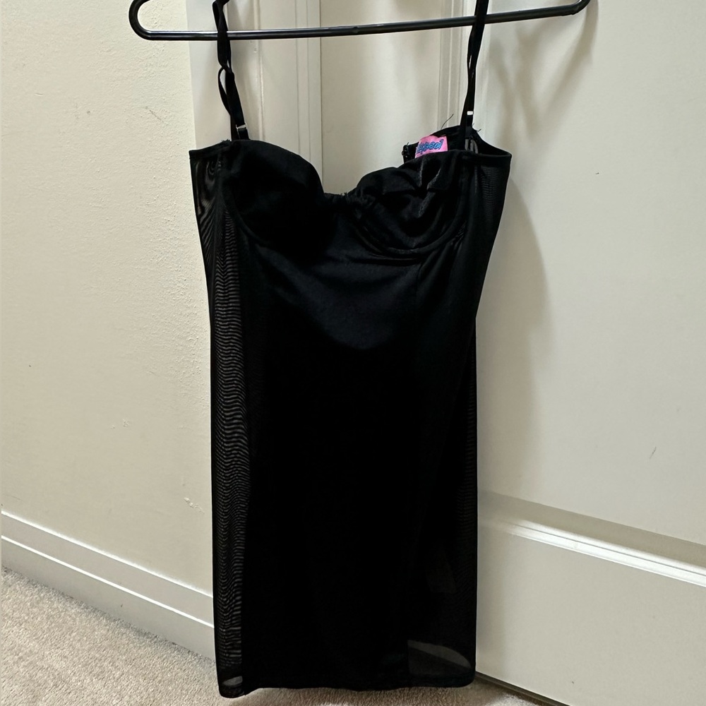 Black Bodycon mesh slip dress